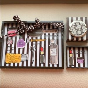 Henri Bendel Vanity Trays and Cosmetic Mirror